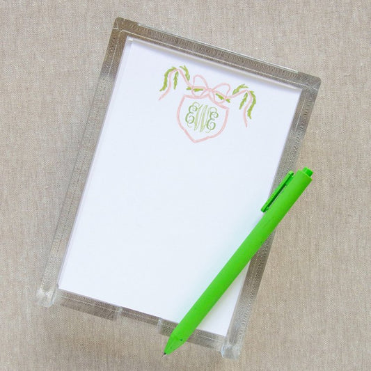 HP Notesheets in Acrylic Holder - Pink + Green Monogram