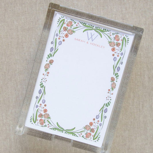 HP Notesheets in Acrylic Holder - Floral Frame