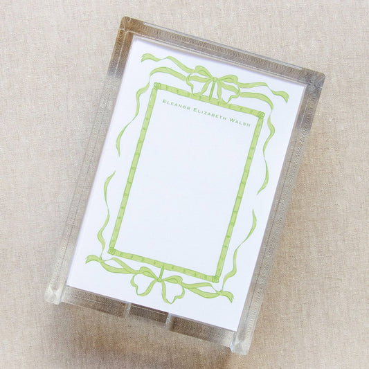 HP Notesheets in Acrylic Holder - Green Bows