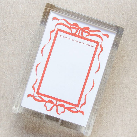 HP Notesheets in Acrylic Holder - Red Bows