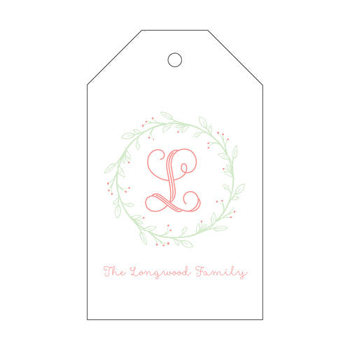 Letterpress Tag - T75 Initial Wreath