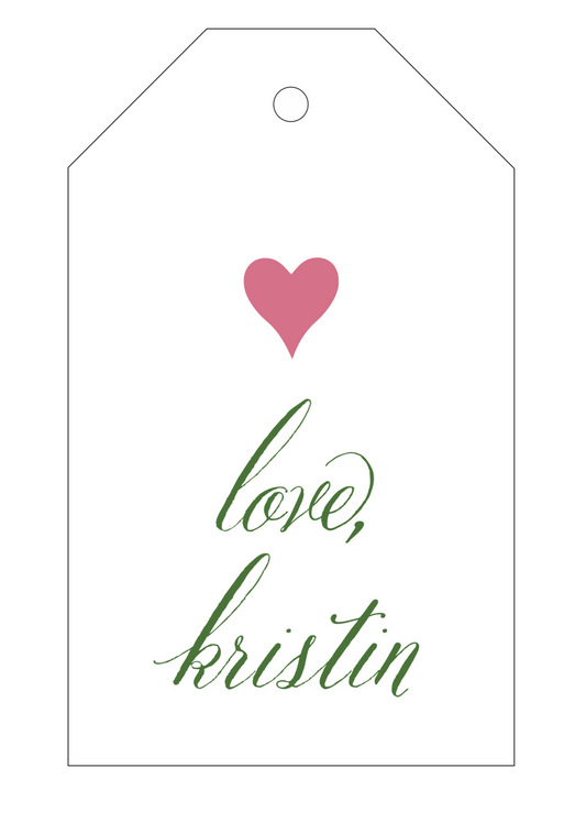 Letterpress Tag - Heart and Love