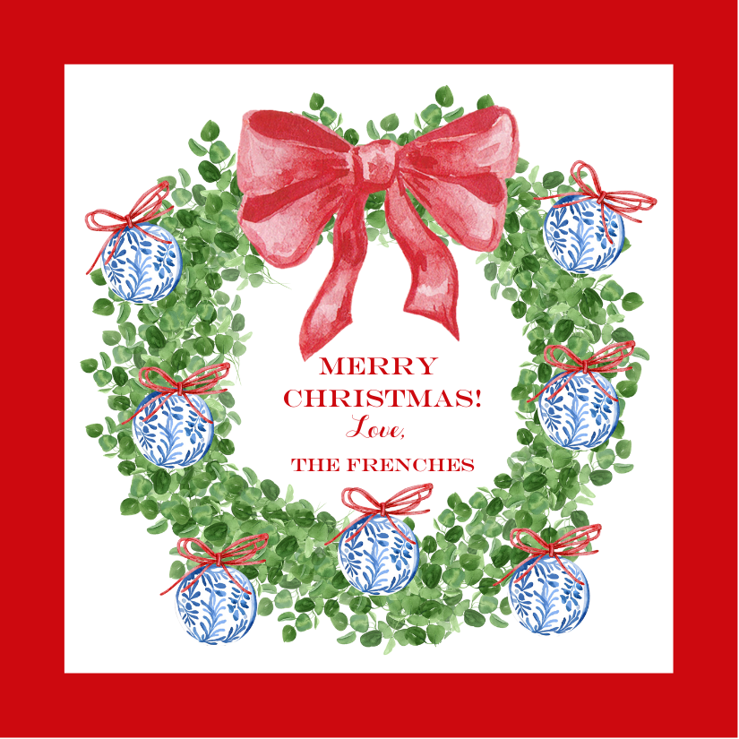 Mimi Paper Holiday Sticker - Chinoiserie Wreath